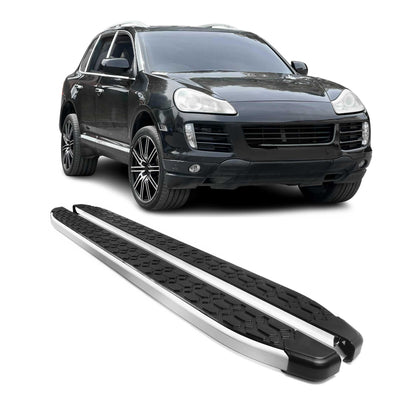 2003-2010 Porsche Cayenne Running Boards Side Steps Silver & Black