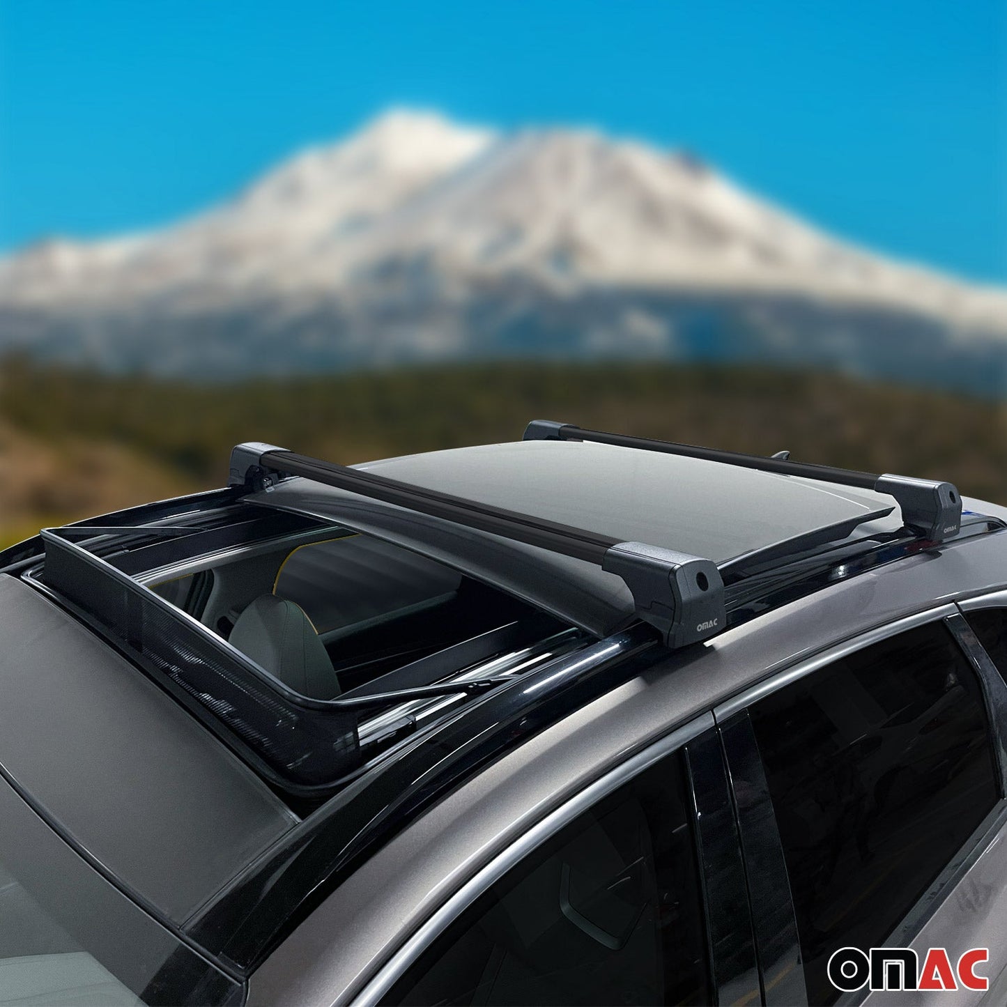 OMAC Alu Roof Racks Cross Bars Luggage Carrier for VW Touareg 2018-2024 Black 2Pcs 7561916B