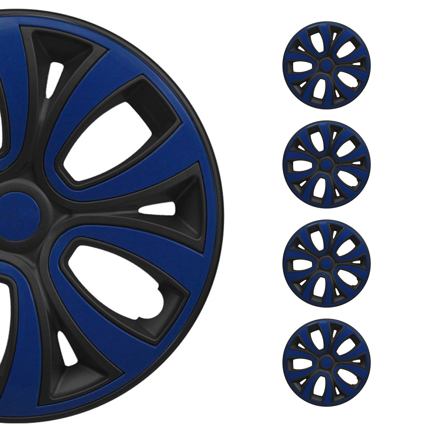 ColorFlex Hub Caps Wheel Cover 15" Black Matt & Dark Blue Full Set 4 pcs.