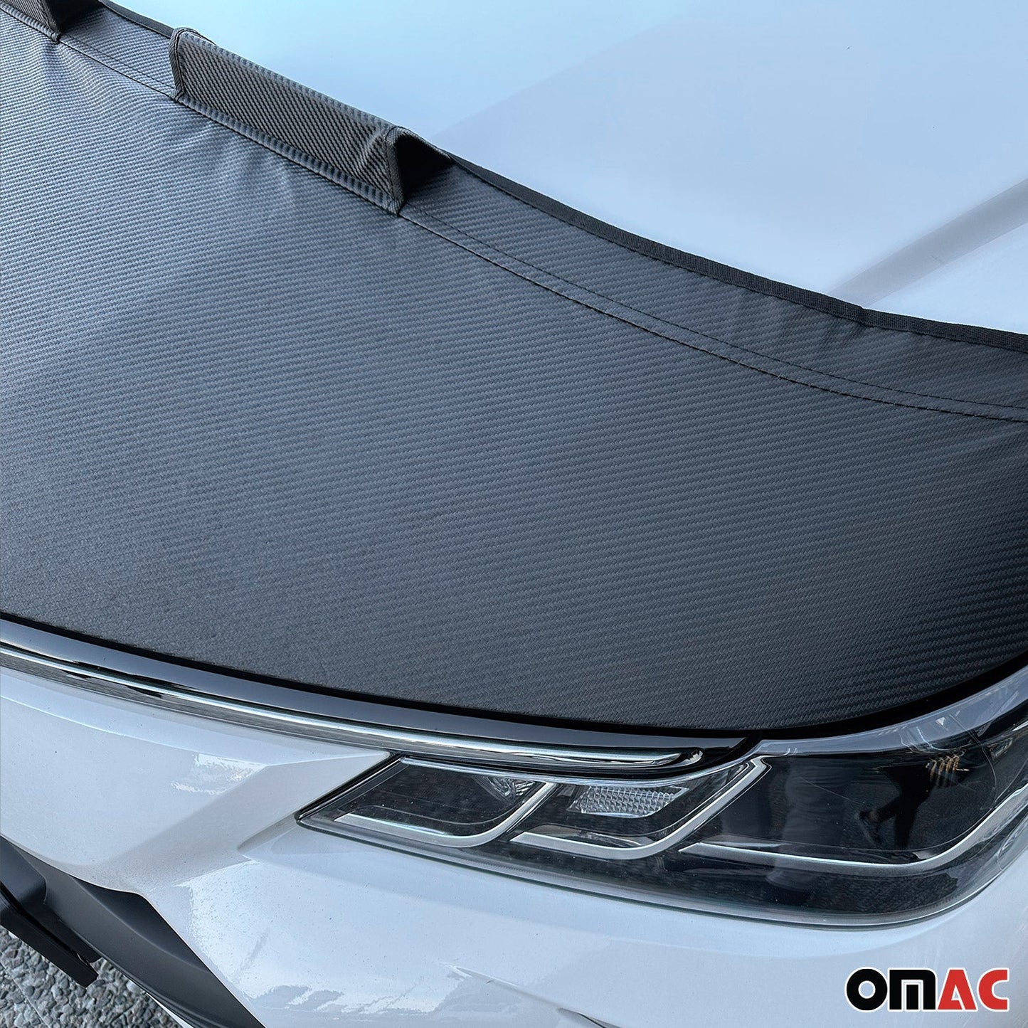 OMAC Car Bonnet Mask Hood Bra for Audi Q5 / Q5 PHEV / SQ5 2018-2024 Carbon Black 1 Pc 1113BSC4