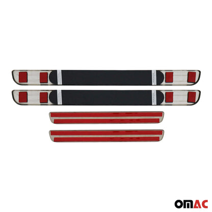 OMAC Illuminated Car Door Sill Protector Scuff for Mercedes Sport Dark Chrome 4 Pcs U022748