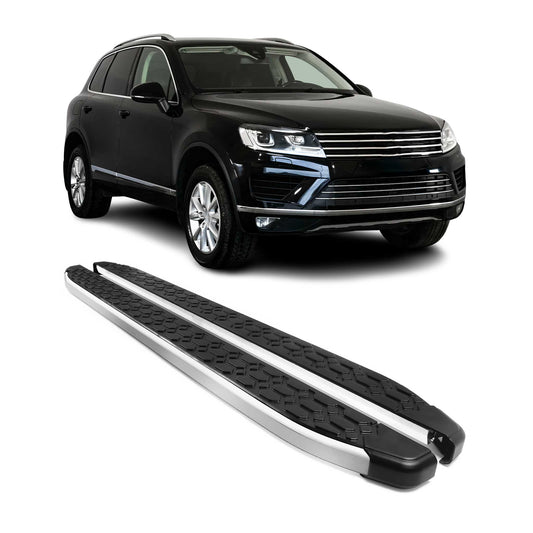 2010-2017 VW Touareg Running Boards Side Steps Silver & Black