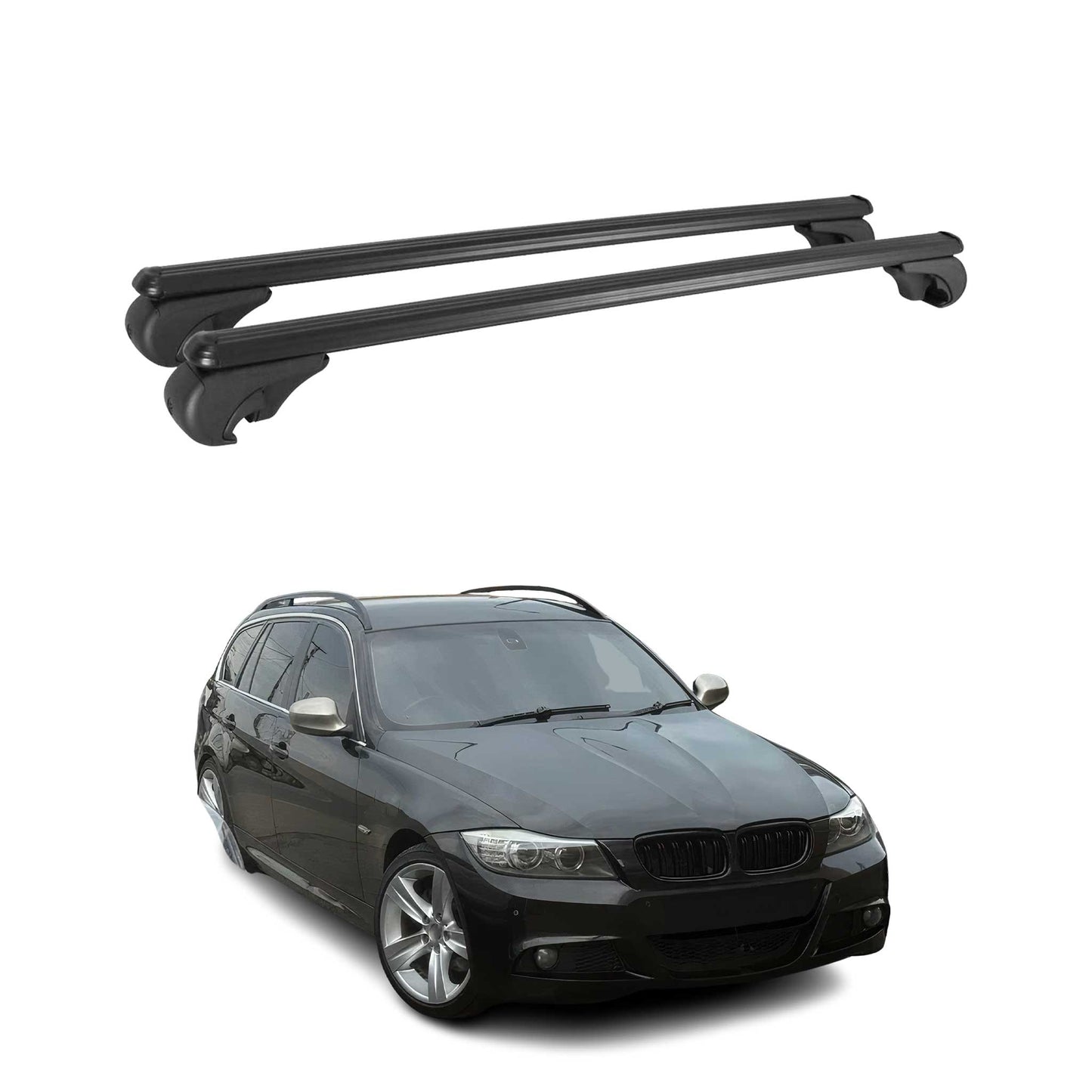 2006-2011 BMW 3 Series E91 Touring Roof Rack Cross Bars Black