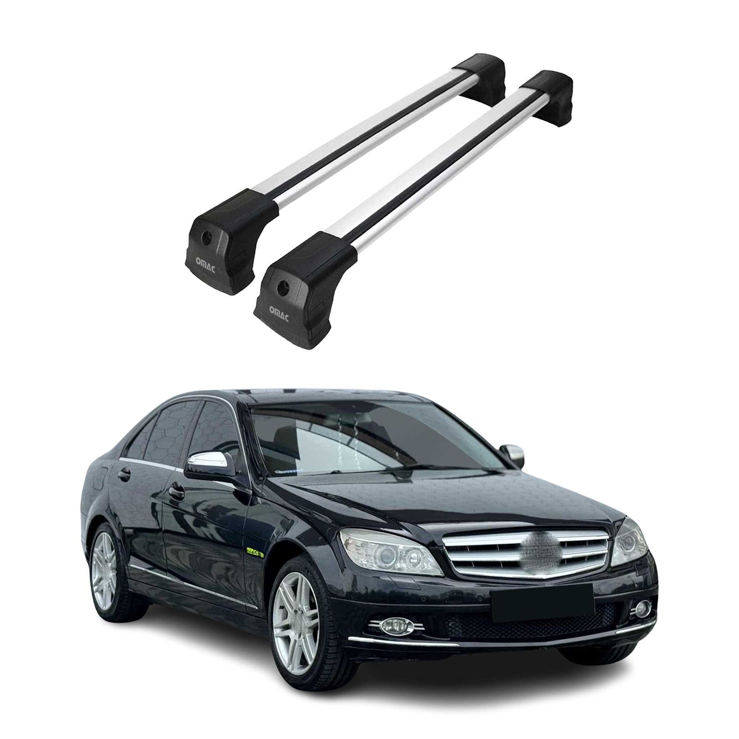 2010-2014 Mercedes C Class W204 Moonroof Roof Rack Cross Bars Silver