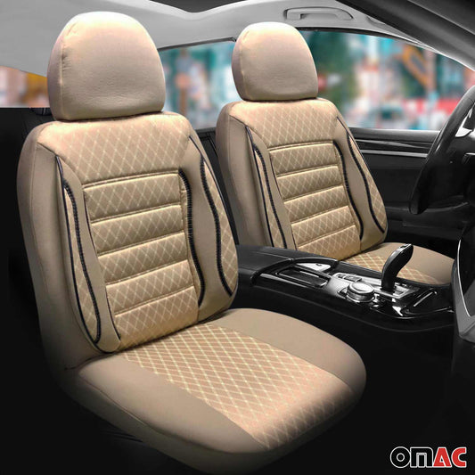 OMAC 2x Car Front Seat Cover Cushion Breathable Protection Non Slip Beige 96311ABB1-SET