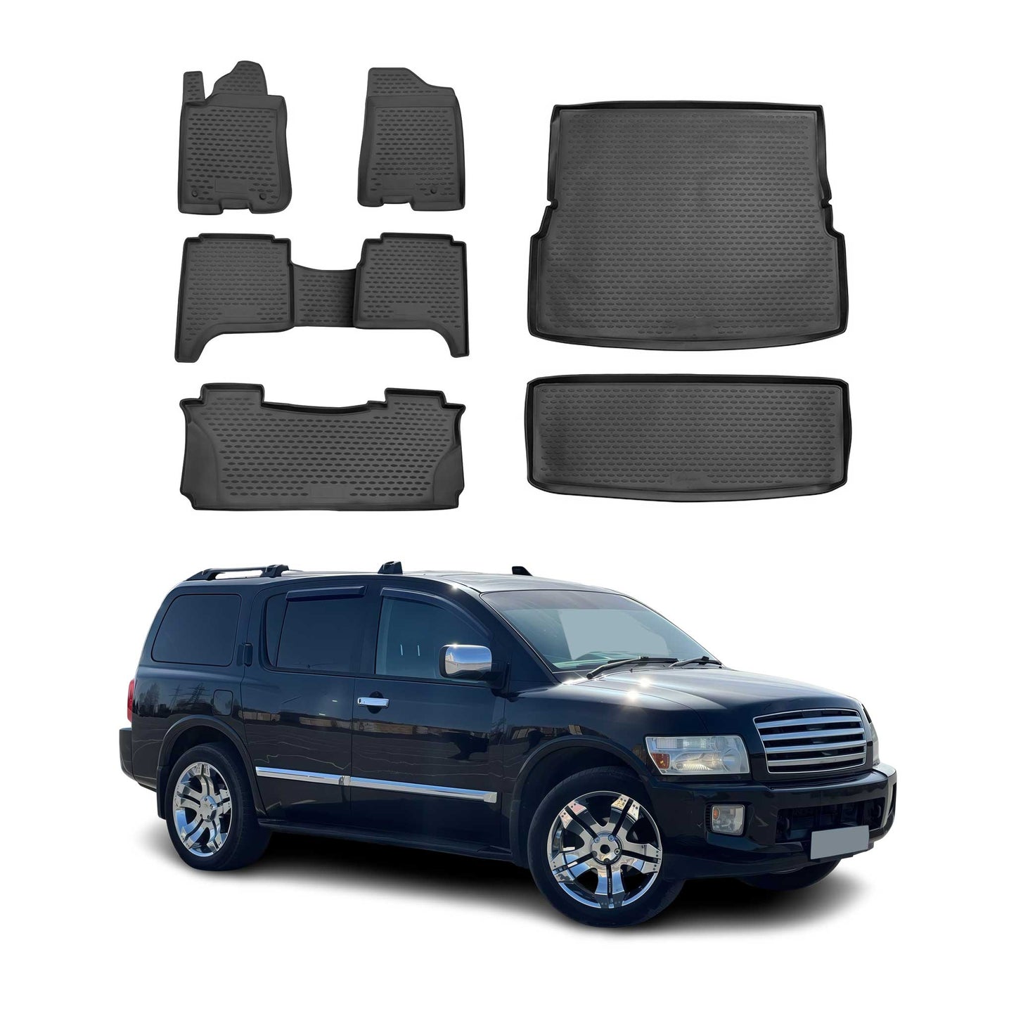 2004-2008 Infiniti QX56 Floor Mats & Cargo Liner Full Set All Weather Black