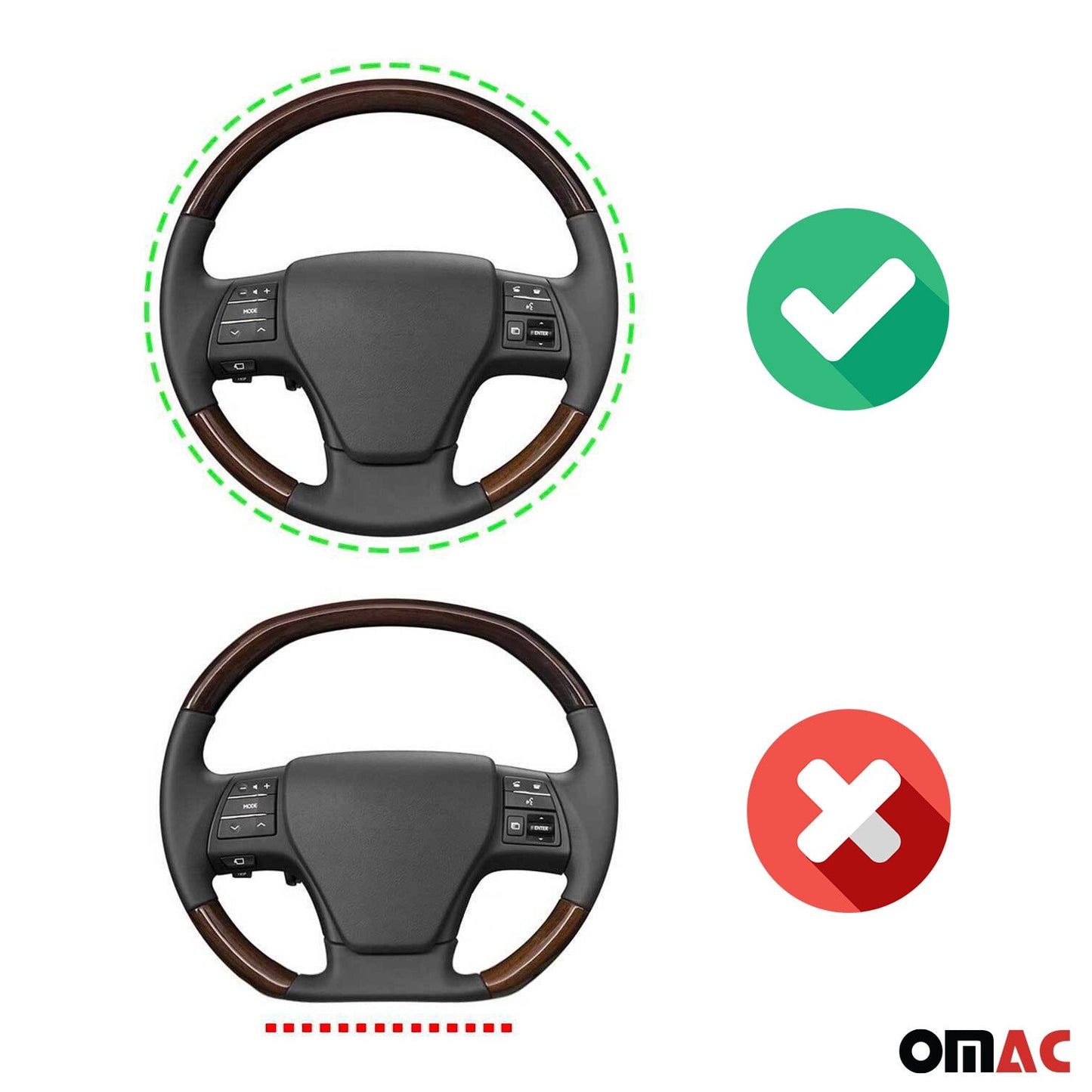 OMAC For Nissan Murano Dark Beige Leather 15" Car Steering Wheel Cover Anti-Slip U009965
