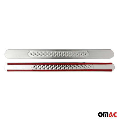 OMAC Door Sill Scuff Plate Scratch Protector for Chevrolet Steel Silver 2 Pcs U028540