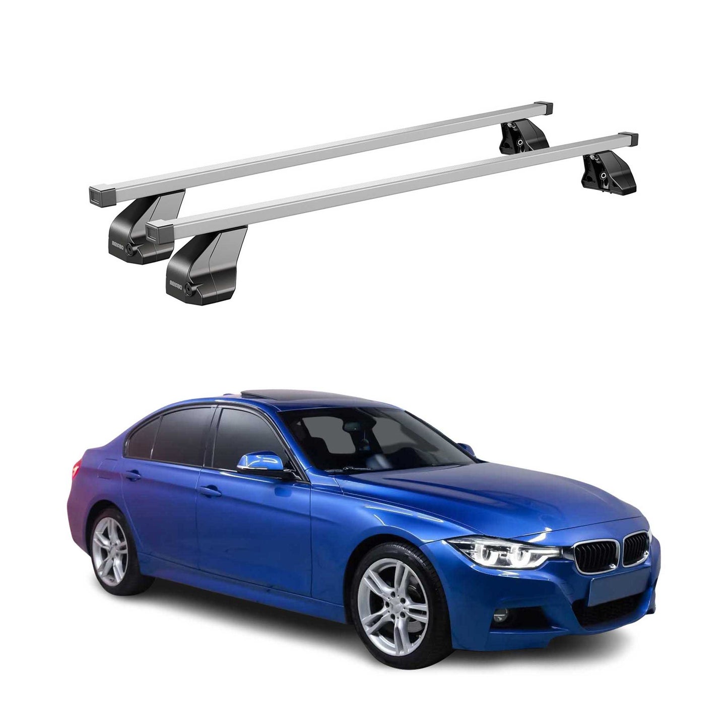 2012-2019 BMW 3 Series F30 Sedan Roof Rack Cross Bars Silver