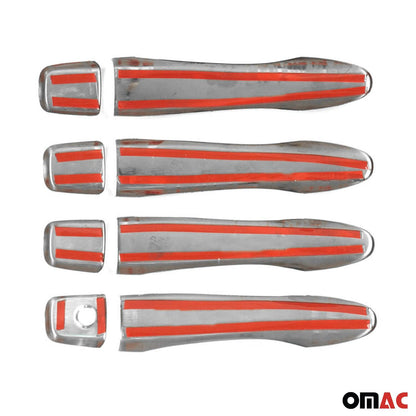 OMAC Car Door Handle Cover Protector for Nissan Rogue 2014-2023 Steel Chrome 8 Pcs 5023041