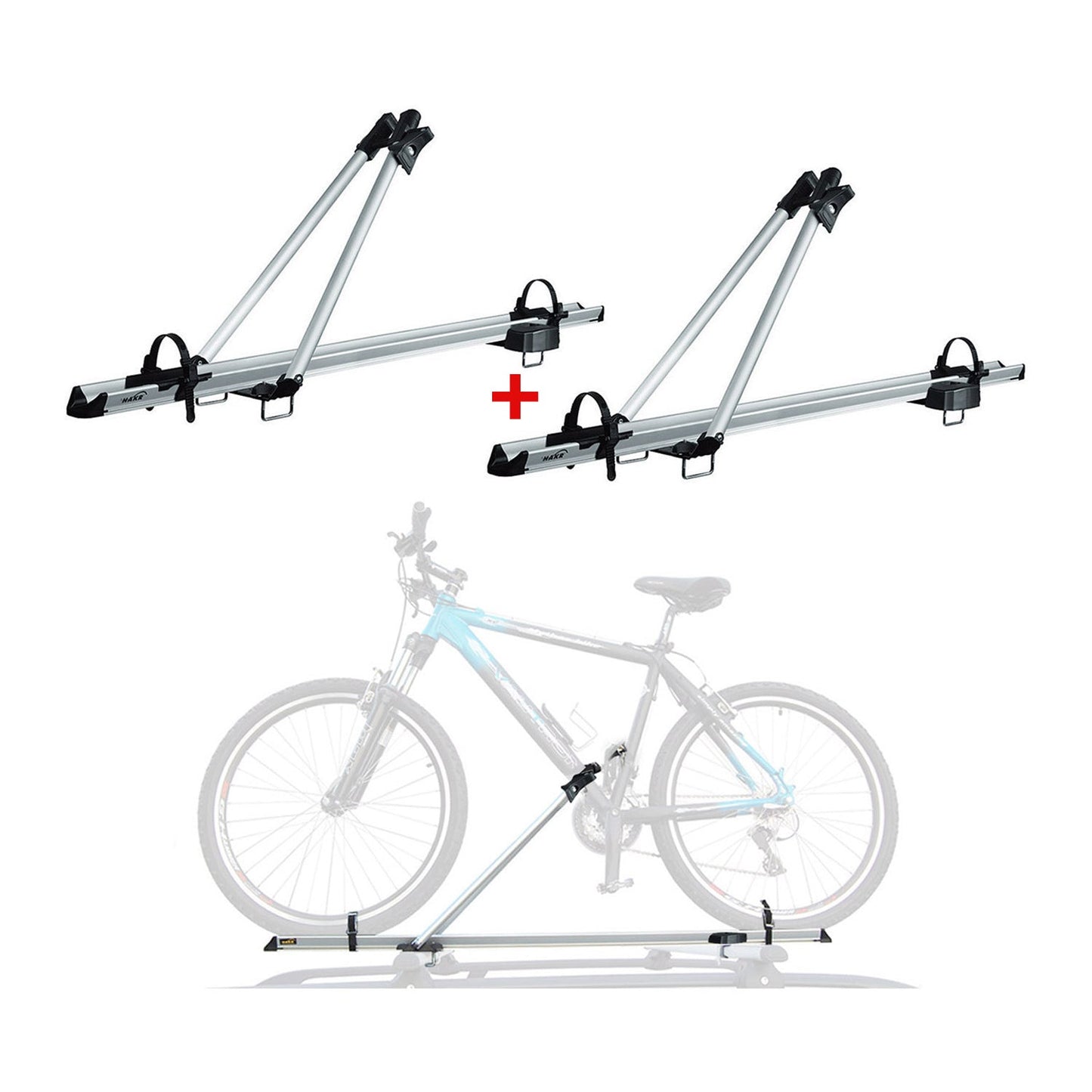 2Pcs Pro Bike Carrier Roof Mount Aluminum Bicycle Rack Cycling Car Truck SUV