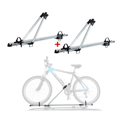 2Pcs Pro Bike Carrier Roof Mount Aluminum Bicycle Rack Cycling Car Truck SUV