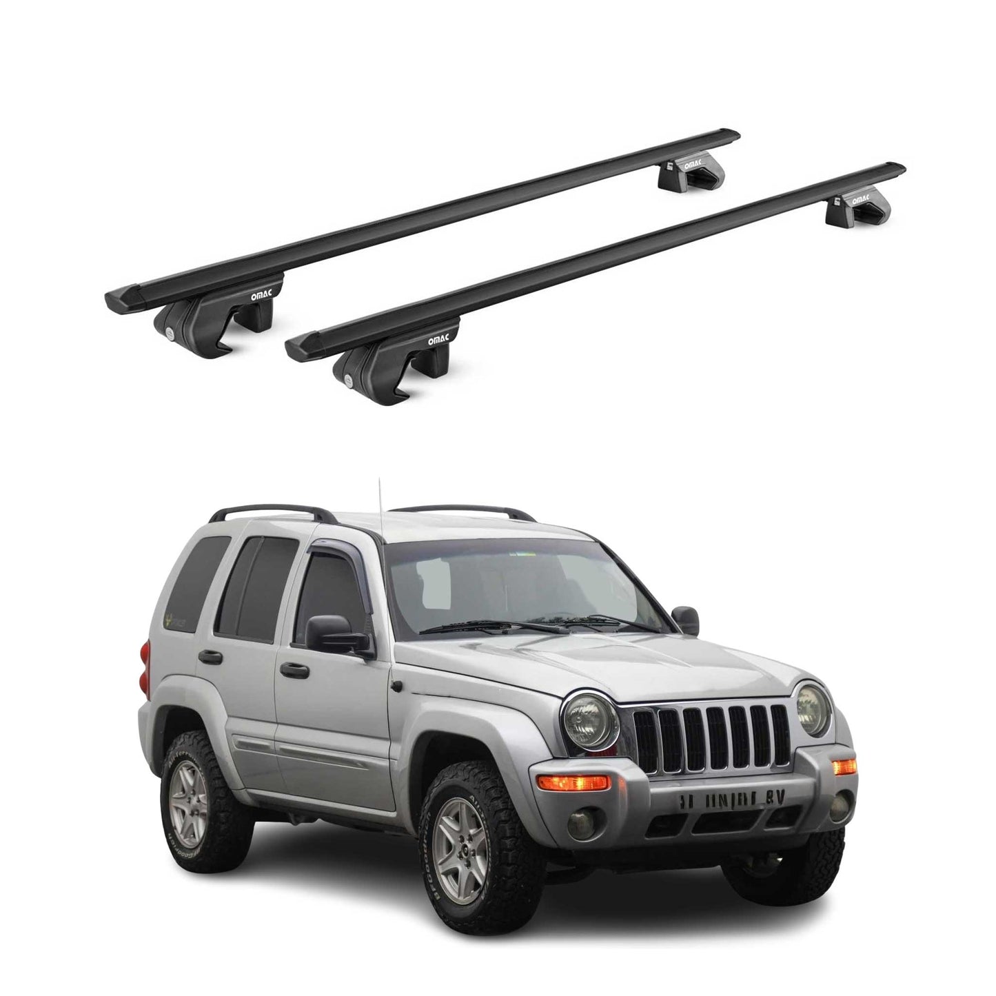 2002-2013 Jeep Cherokee Kj KK Roof Rack Cross Bars Black