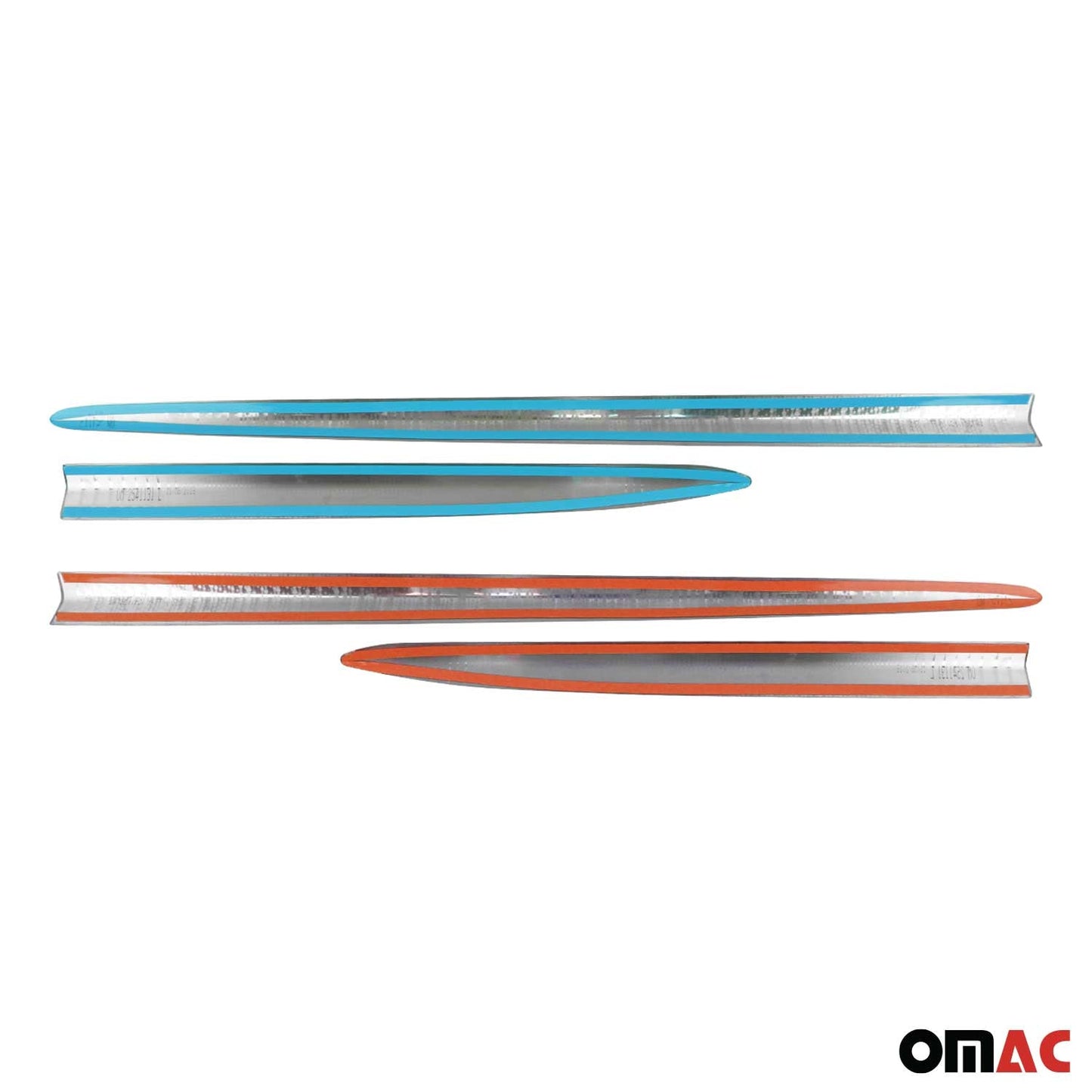 2016-2023 Fiat 500X Side Door Molding Trim Skirt Garnish Stainless Steel Silver 4 Pcs