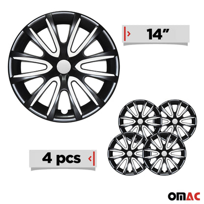 Bicolo Hub Caps Wheel Cover 14" Black & White Full Set 4 pcs.