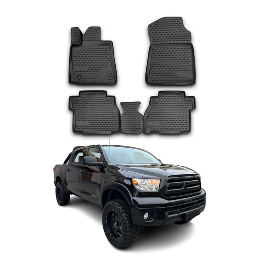 2007-2013 Toyota Tundra Double Cab/CrewMax Floor Mats Liners Full Set All Weather