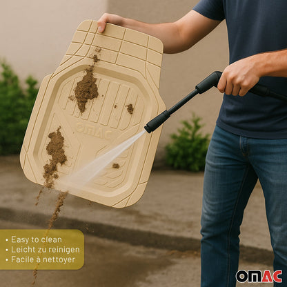 Fiat Heavy Duty Trim to fit Floor Mats Liner Tan All Weather 4Pcs