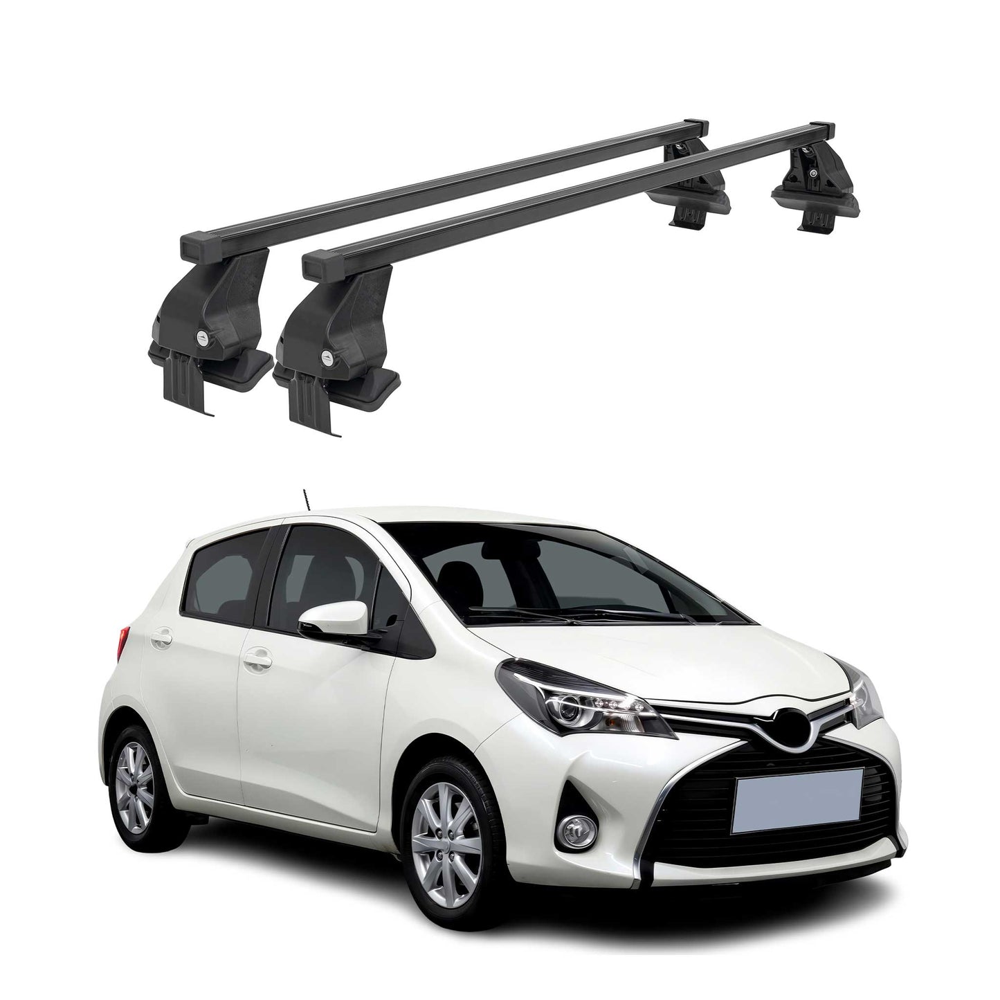 2007-2012 Toyota Yaris Hatchback Roof Rack Cross Bars Black