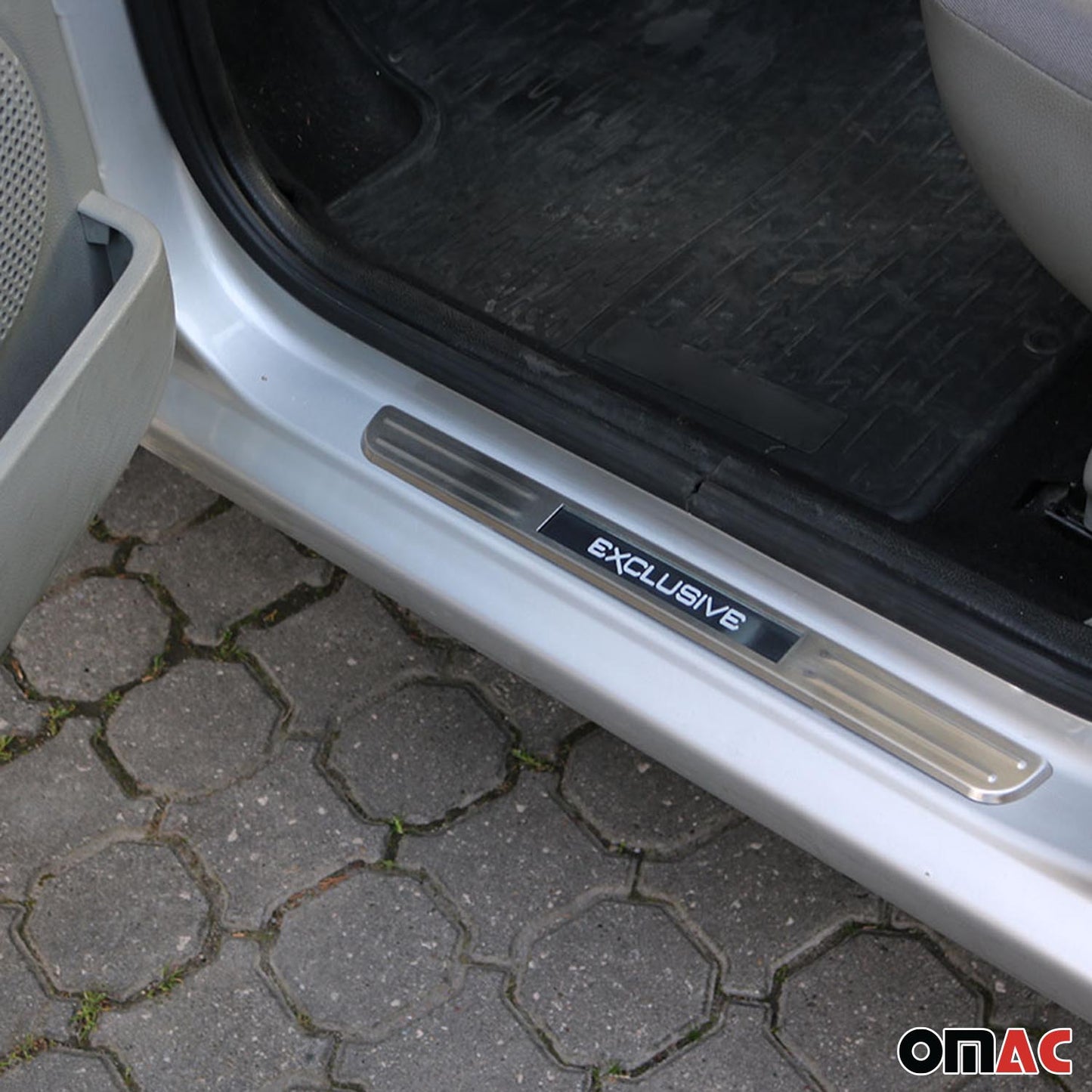 OMAC For Mercedes-Benz CLK-Class LED Chrome Door Sill Brushed S. Steel Exclusive U014551