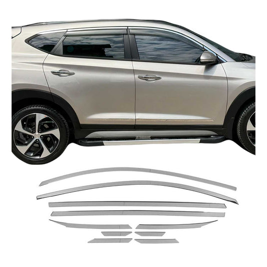 2016-2021 Hyundai Tucson Window Molding Trim Streamer Stainless Steel Silver 10 Pcs