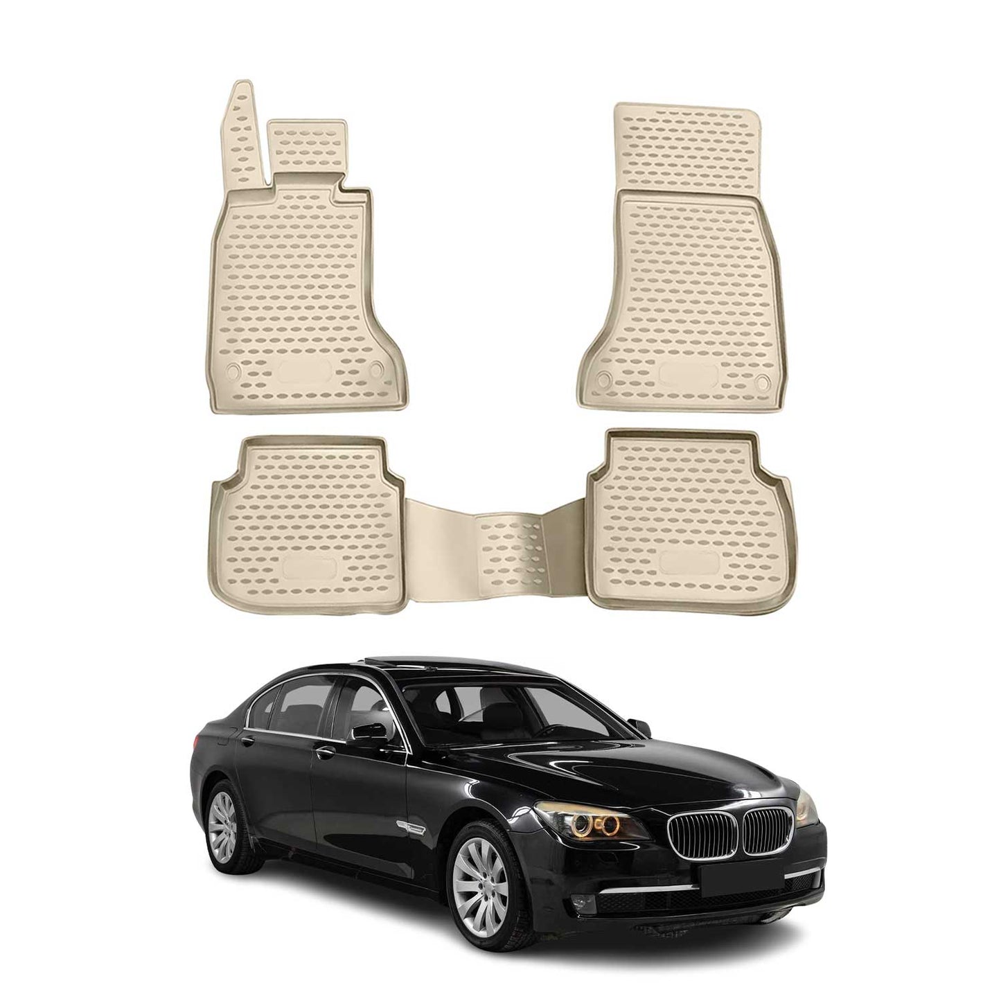 2008-2015 BMW 7 Series F02 Short Sedan Floor Mats Liners Full Set All Weather Beige