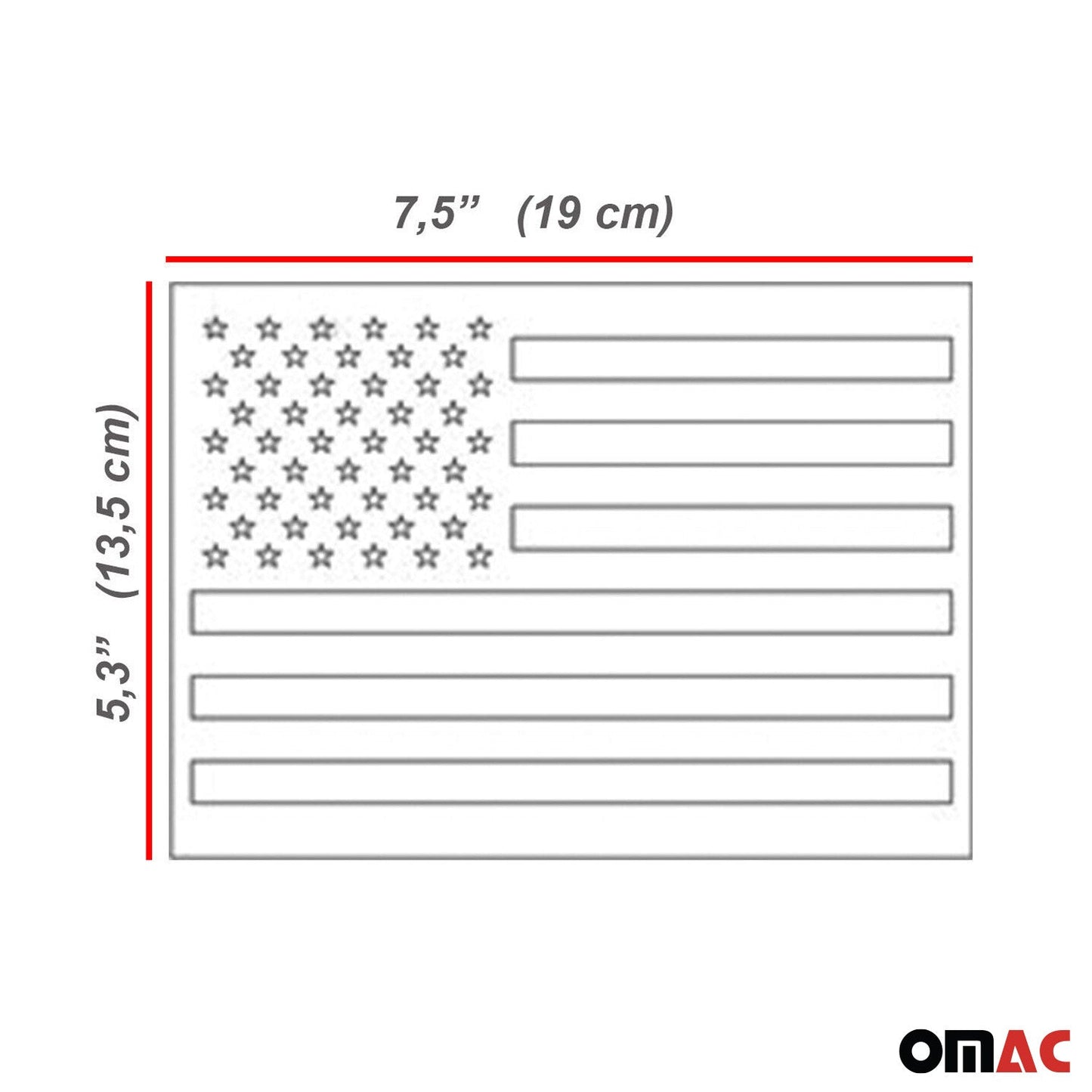 OMAC 2 Pcs US American Flag for Hummer Brushed Chrome Decal Sticker Stainless Steel U022198