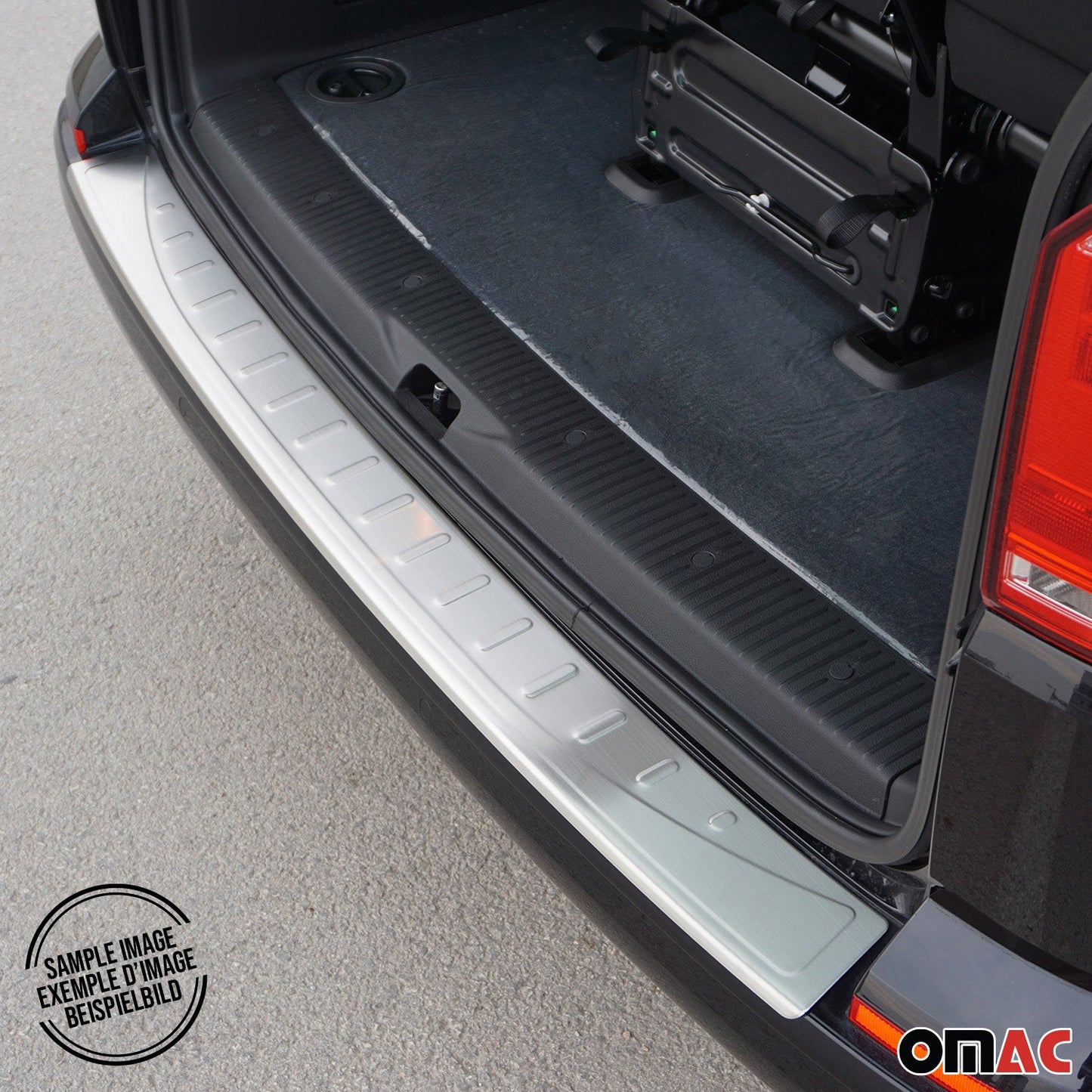 OMAC Rear Bumper Sill Cover Protector Guard for VW Caddy 2015-2020 Brushed Steel 7555093T