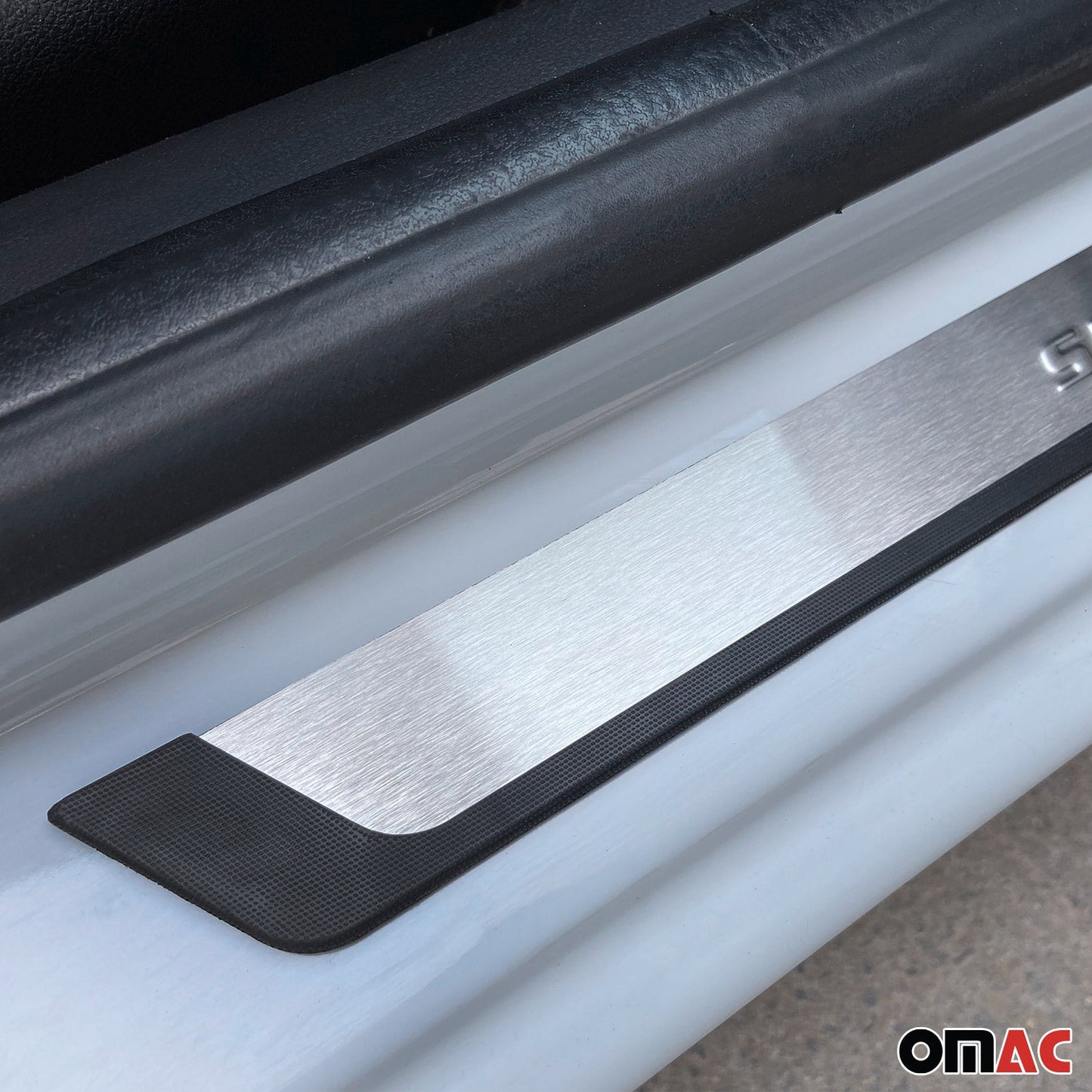 OMAC Door Sill Scuff Plate Scratch Protector for Toyota 4Runner Sport Steel Silver 2x U021621