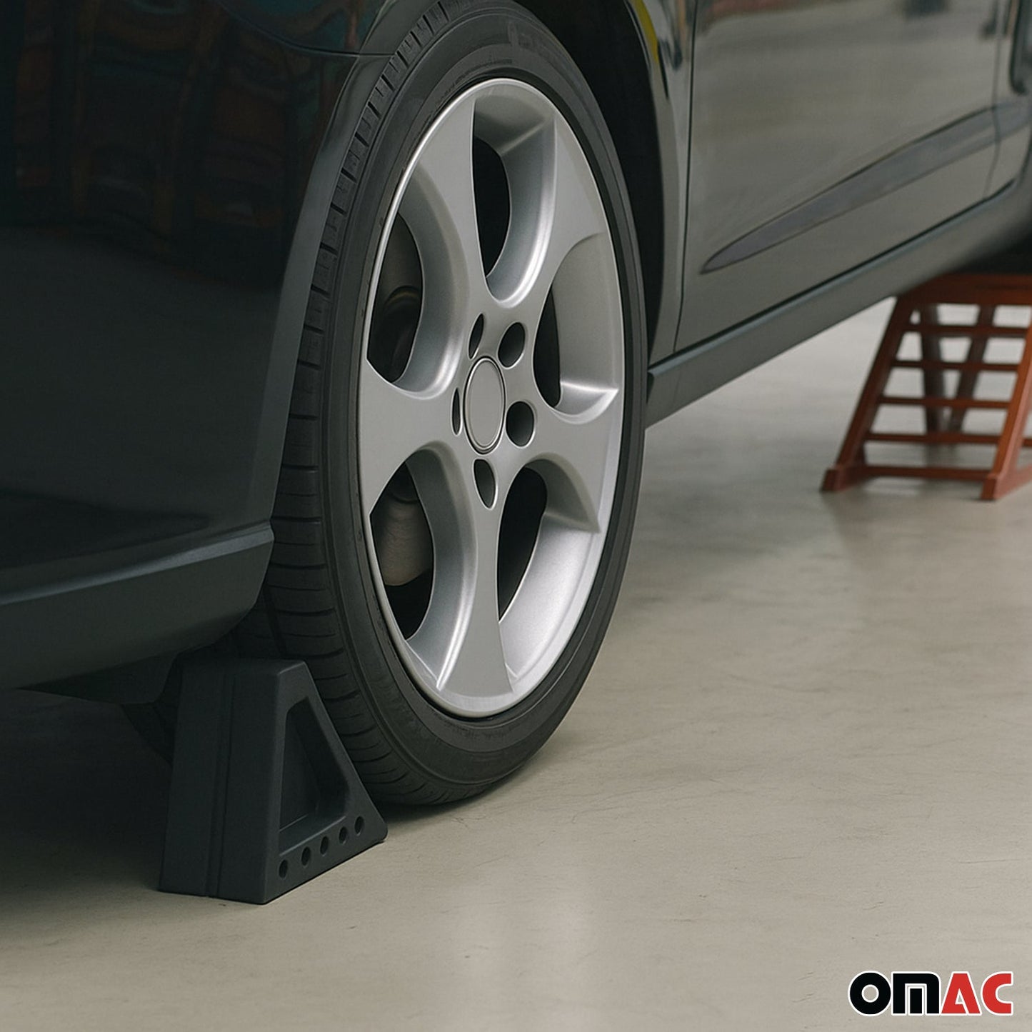 Wheel Tire Chock Blocks Heavy Duty Solid Ribbed Rubber Car Truck & Trailer