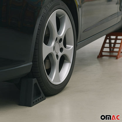 Wheel Tire Chock Blocks Heavy Duty Solid Ribbed Rubber Car Truck & Trailer