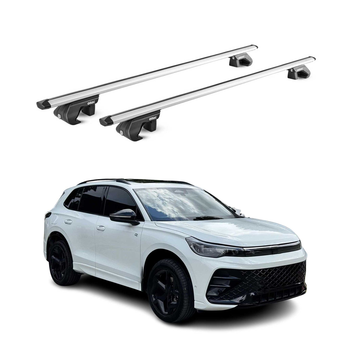 2025 VW Tiguan Roof Rack Cross Bars Luggage Carrier Alu Silver 2x