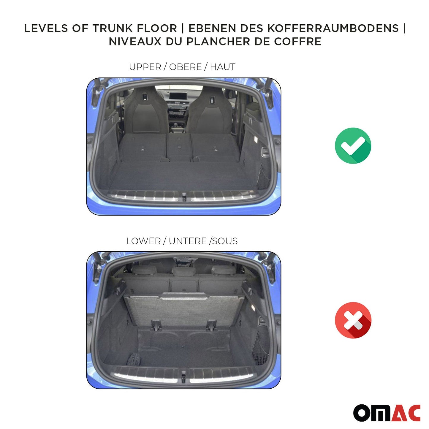 OMAC Premium Cargo Mats Liner for VW Golf Mk7 2015-2021 Upper Trunk Heavy Duty 7515262