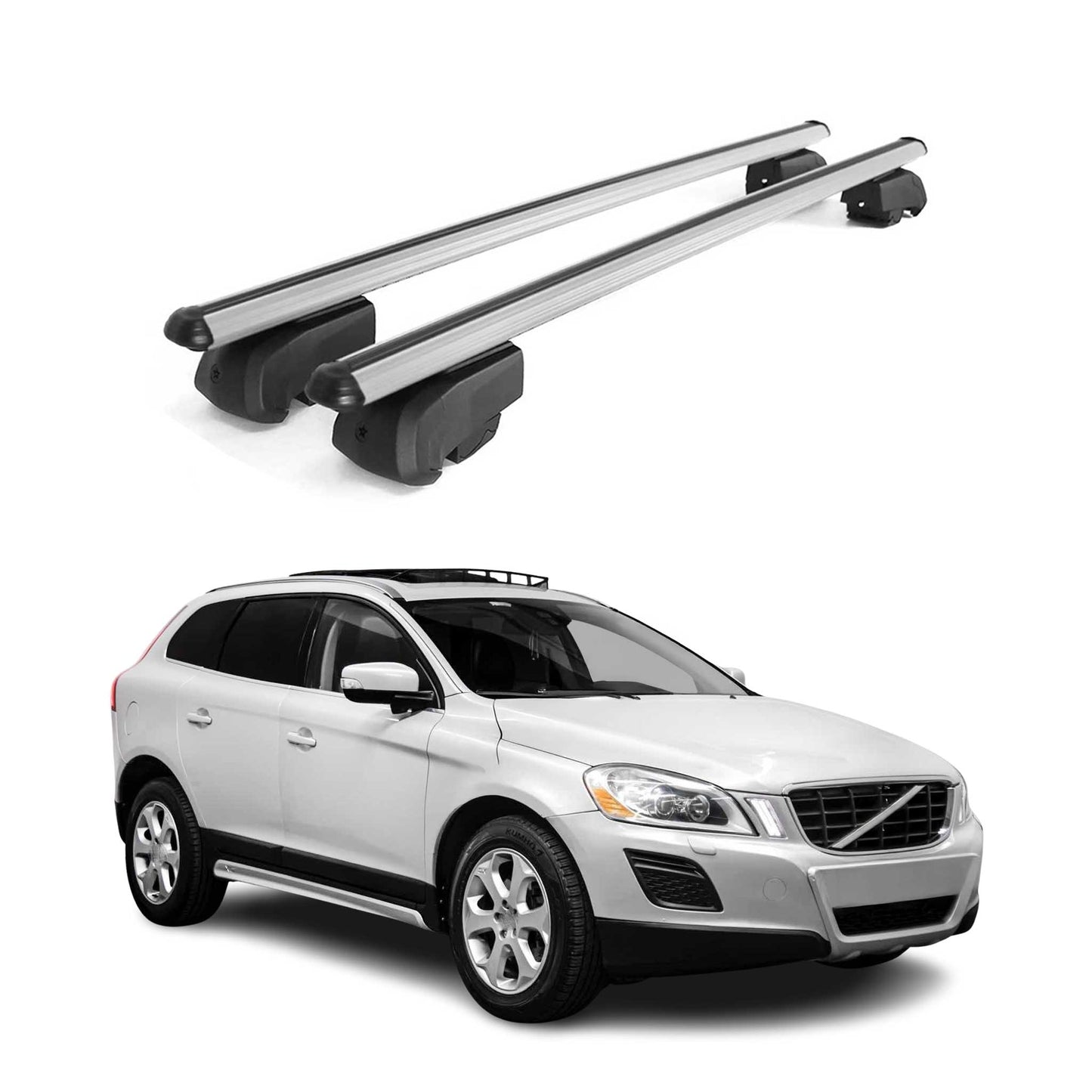 2010-2017 Volvo XC60 Roof Rack Cross Bars Silver
