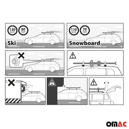 Menabo Clamby 4 Ski Rack Roof Rack Ski Snowboards Fixing Kit