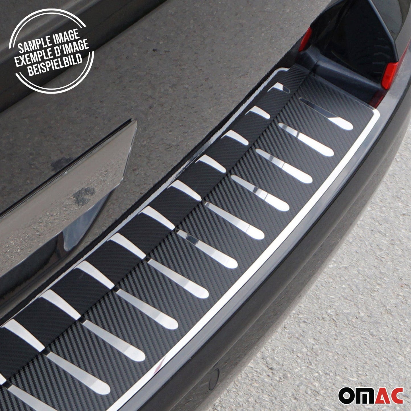 OMAC Rear Bumper Sill Cover Guard for Ford Focus 2018-2024 Wagon Steel Carbon Foiled 2631095CF