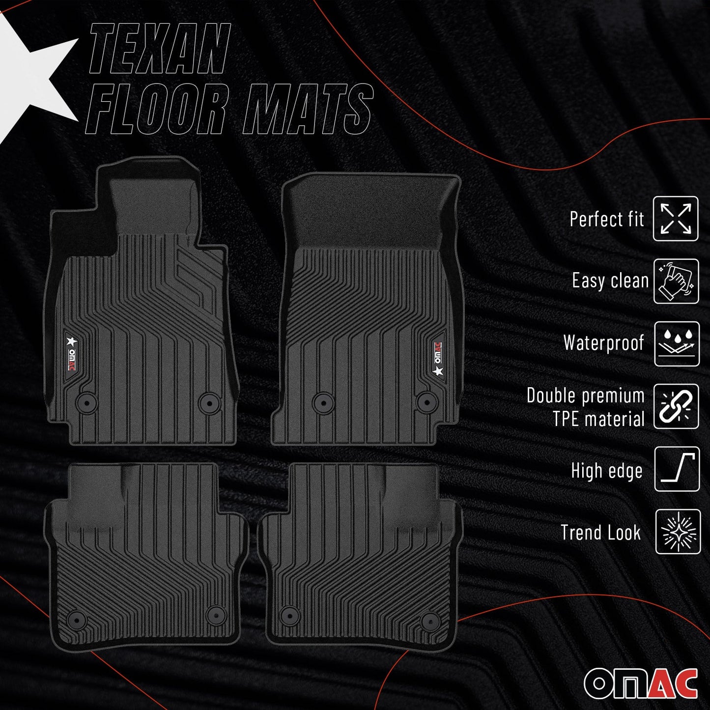 2016-2020 Cadillac CT6 Premium Floor Mats Liners First and Second Row Set Black