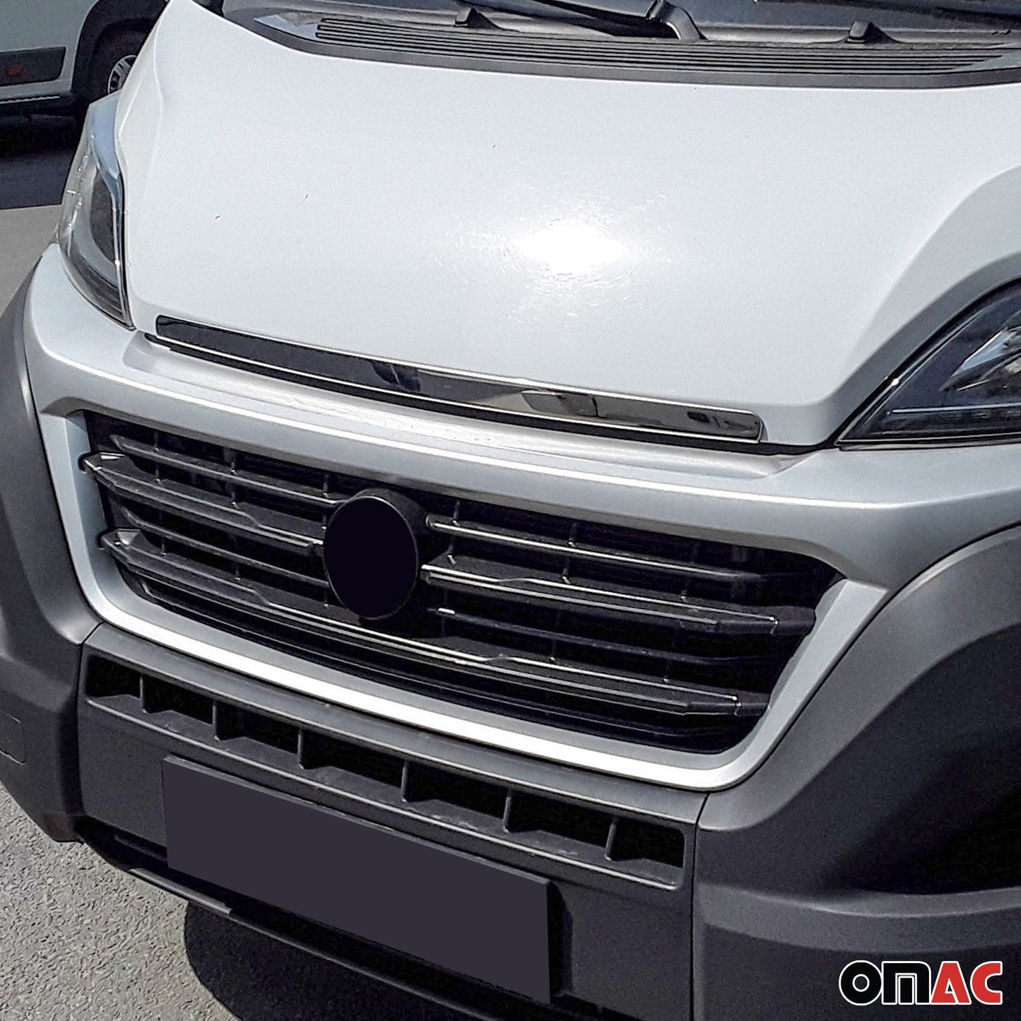 OMAC Front Hood Bonnet Strip Styling Trim for RAM ProMaster 2014-2024 Silver Steel 2523082