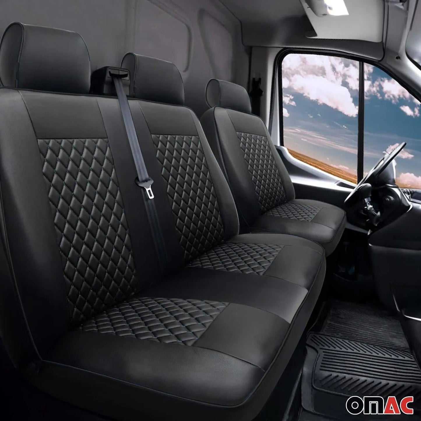 2014-2025 RAM ProMaster Leather Front Car Seat Covers Protector Black