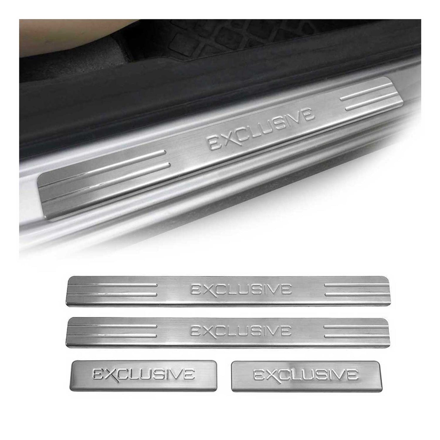 2000-2026 GMC Sierra 1500 Door Sill Scuff Plate Scratch Protector Exclusive Stainless Steel Silver 4Pcs