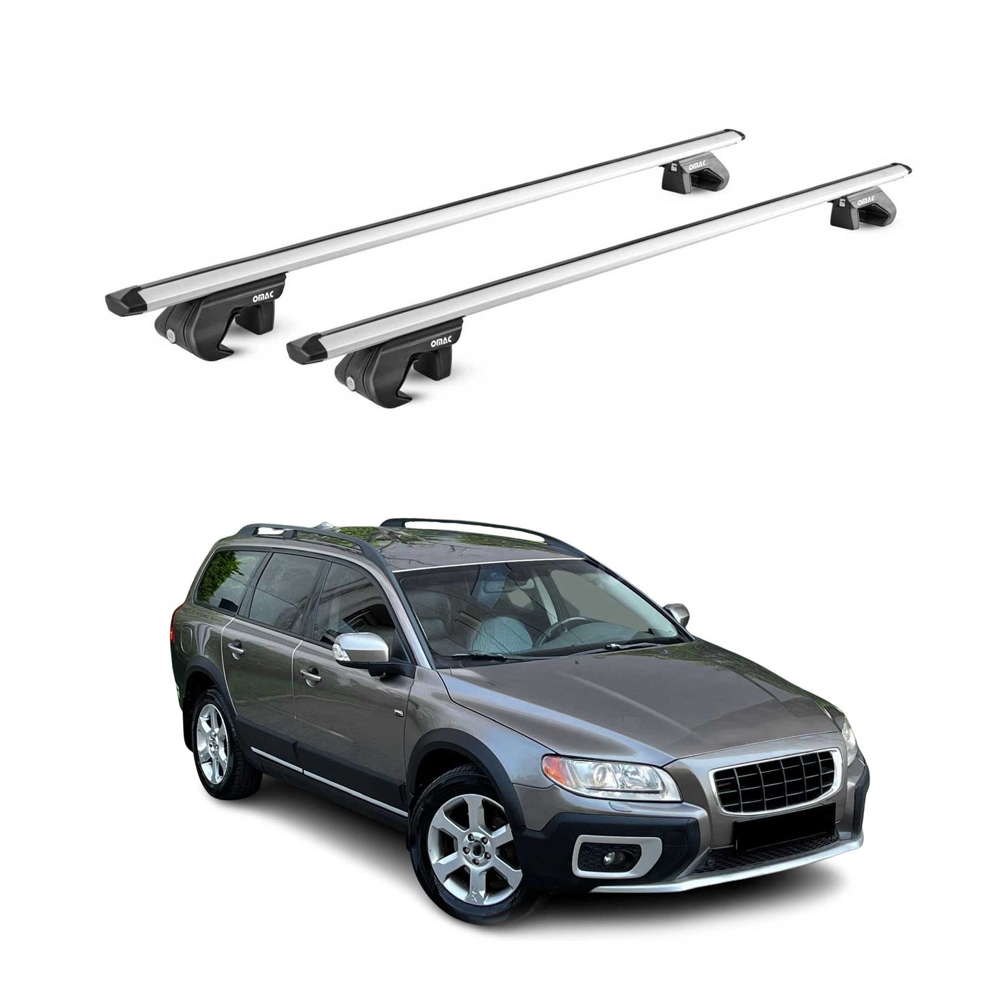 2008-2016 Volvo XC70 Roof Rack Cross Bars Silver