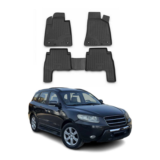2007-2012 Hyundai Santa Fe Floor Mats Liners Full Set All Weather Black