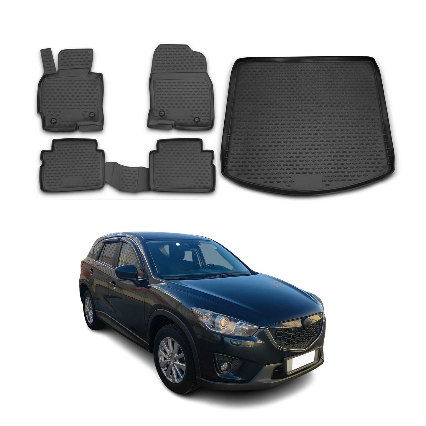 2013-2016 Mazda CX-5 Floor Mats & Cargo Liner Full Set All Weather Black