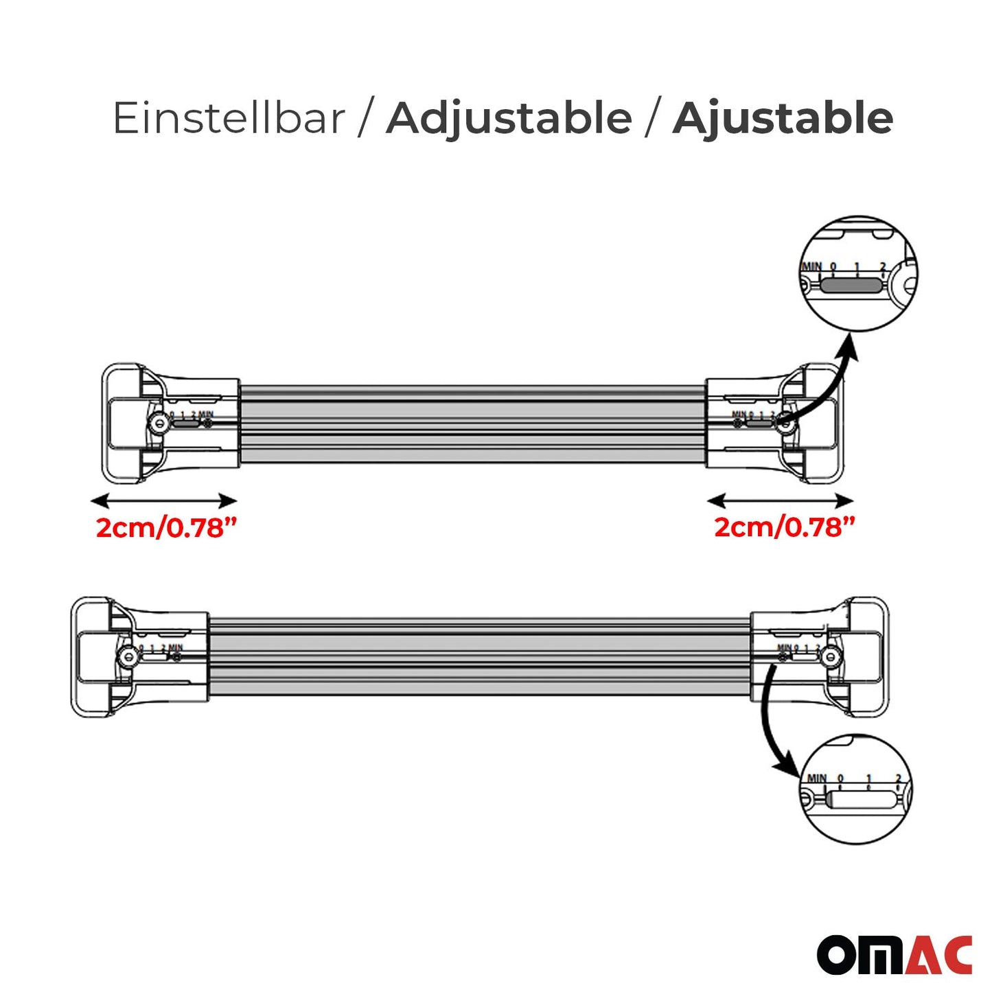 OMAC Roof Rack Cross Bars Luggage Carrier for Mitsubishi Outlander 2014-2020 Gray G002400