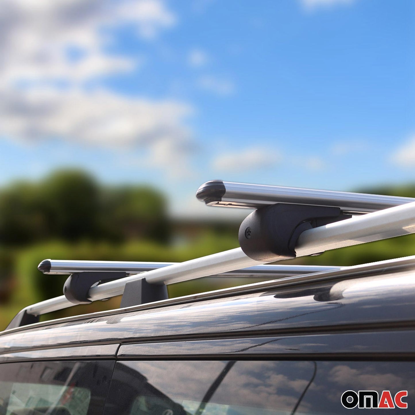 OMAC Lockable Roof Rack Cross Bars Carrier for Chrysler Town & Country 2001-2007 Gray 19069696929M