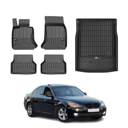 2004-2010 BMW 5 Series E60 M5 Sedan Premium Floor Mats & Cargo Liner Full Set All Weather Heavy Duty