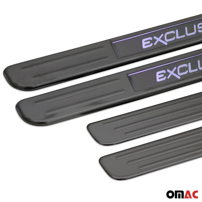 OMAC Door Sill Cover Illuminated For BMW Step Protector Guard S.Steel Black Chrome U028483