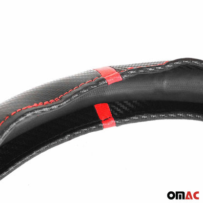 14.5-15.5’’ Steering Wheel Cover Red Stripe Leather Anti-slip Breathable
