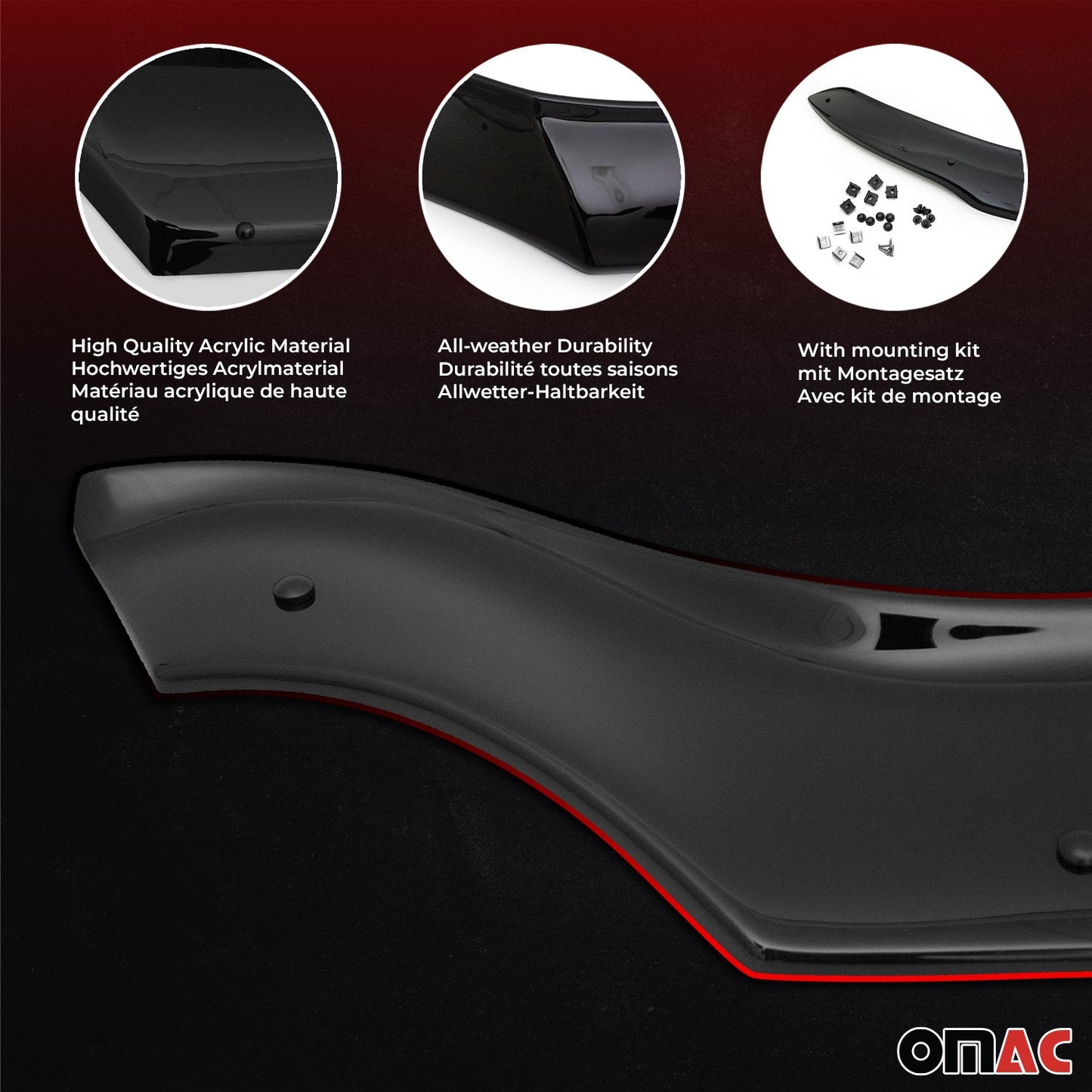 OMAC Front Bug Shield Hood Deflector for BMW X6 F16 2015-2019 Smoke Acrylic '1234204