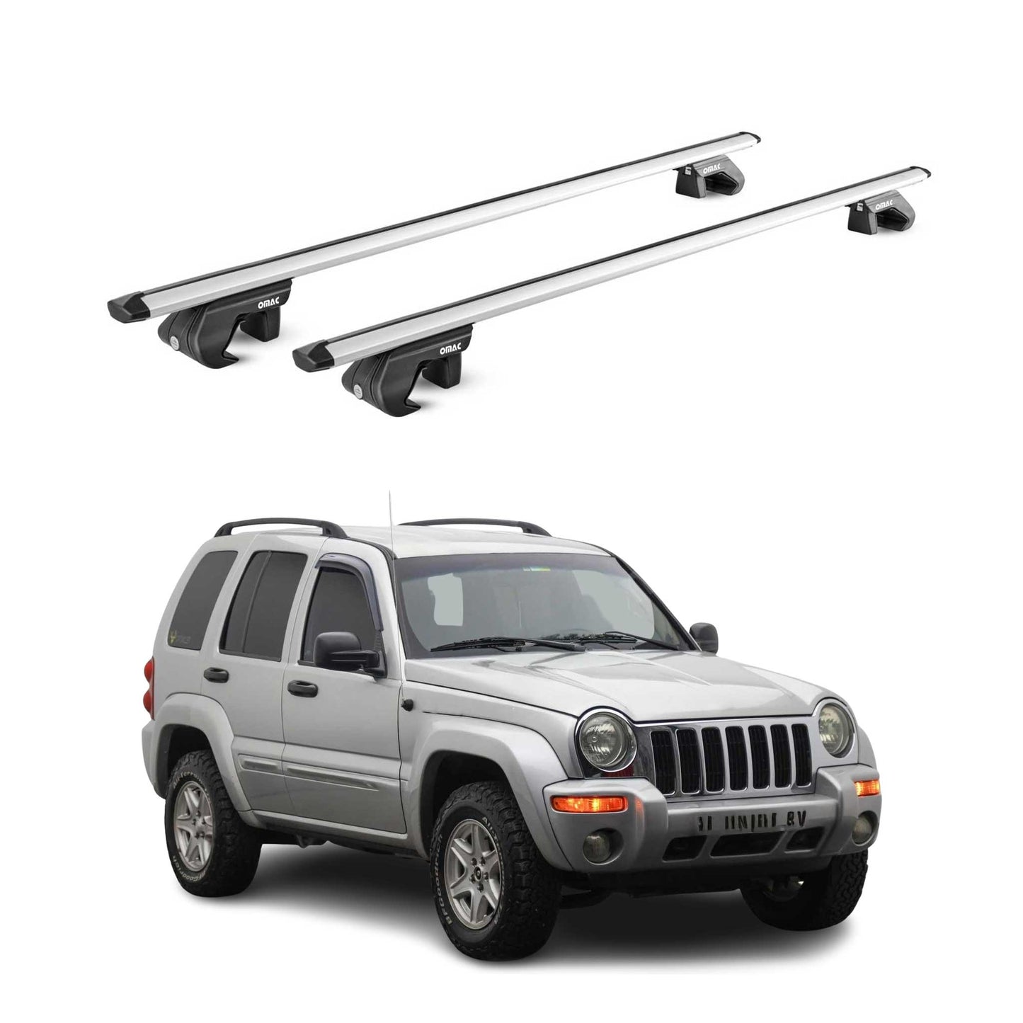 2002-2013 Jeep Cherokee Kj KK Roof Rack Cross Bars Silver