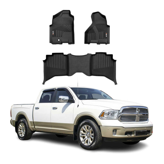2012-2018 Dodge RAM 1500 Premium Floor Mats Liners First and Second Row Set Black